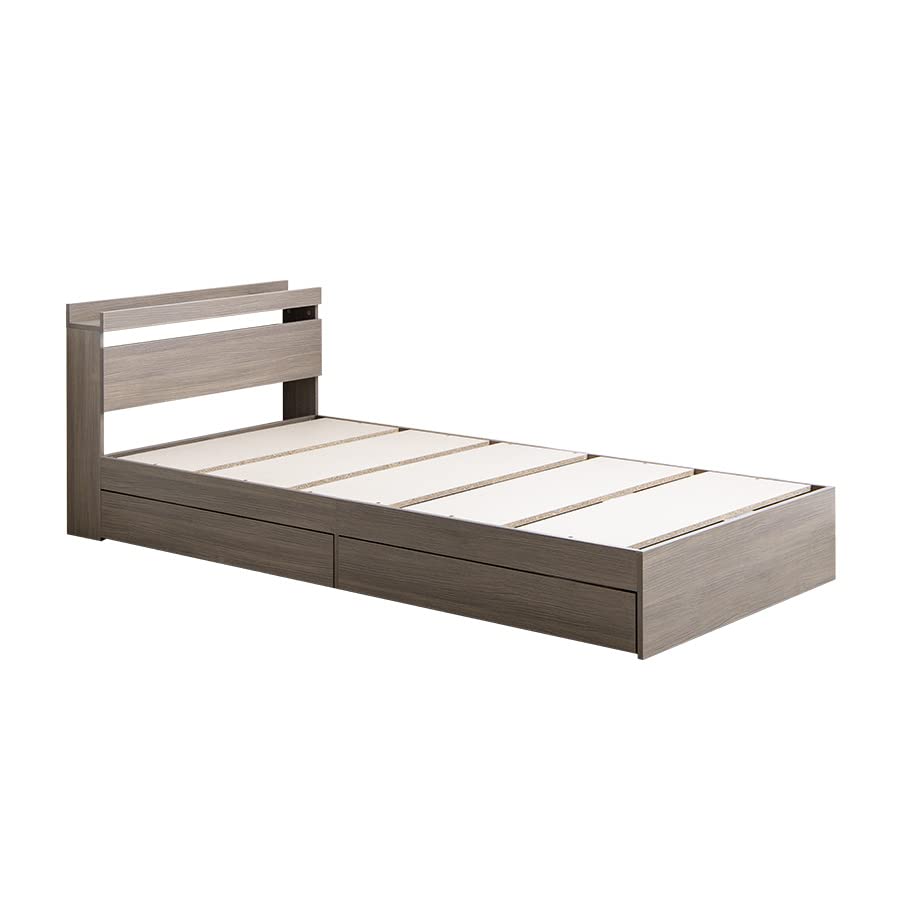 ベッド 収納付き シングルベッド Pluto フレーム ベット ウォームグレー